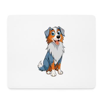 Australian Shepherd Lustig - Kunstzeichnung - Mousepad (Querformat) - Weiß - Vorne