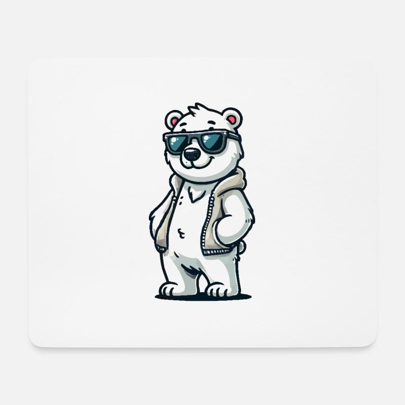 Eisbär Comic - Mousepad (Querformat) - Weiß