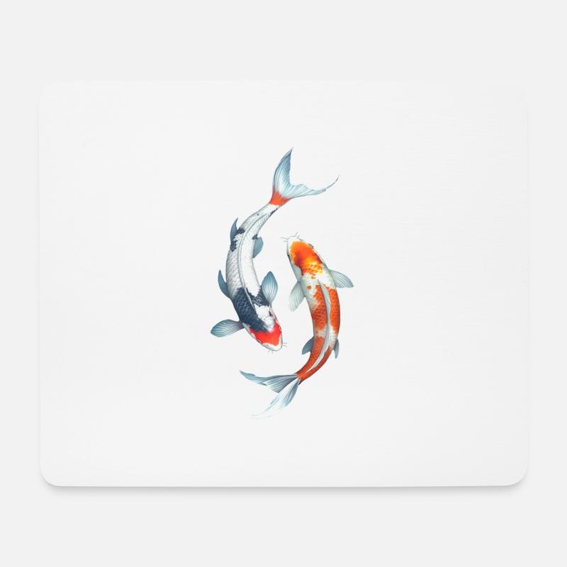 Koi Karpfen - Mousepad (Querformat) - Weiß