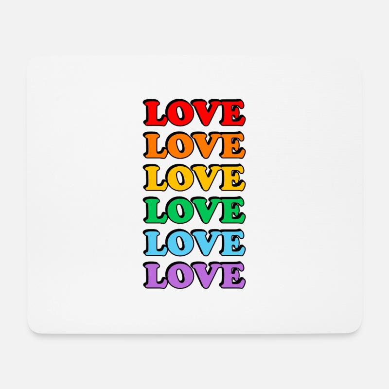 Love 6 rainbow colors gay pride - Mouse Pad (horizontal) - white
