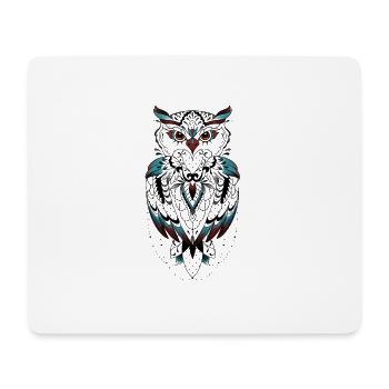 Blaugrün und Karmin Tiermaske auf Schwarz - Mousepad (Querformat) - Weiß - Vorne