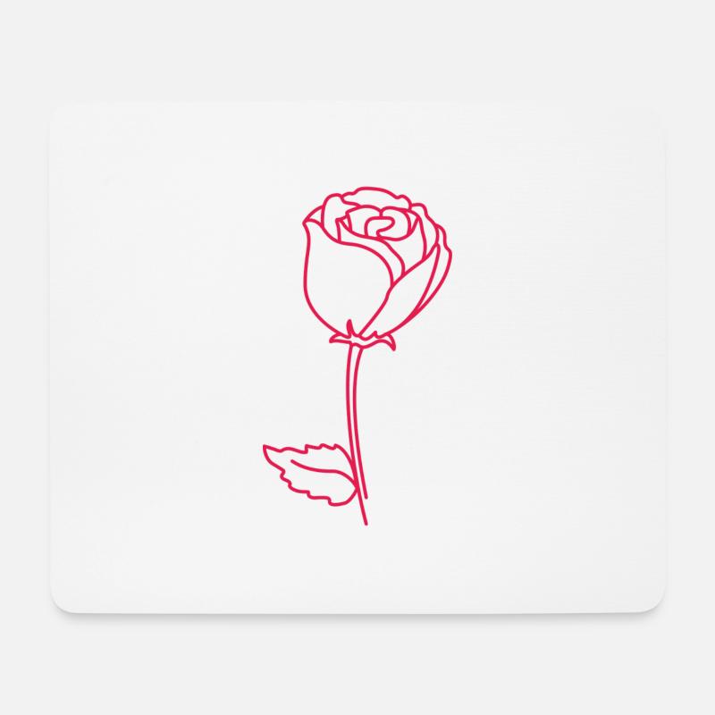 Rosenumriss Neonpink - Mousepad (Querformat) - Weiß