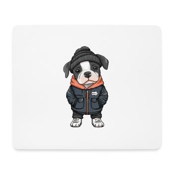 American Staffordshire Terrier Hund Winter - Mousepad (Querformat) - Weiß - Vorne