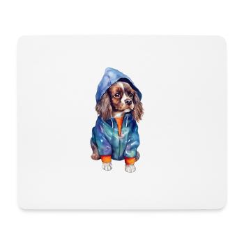 Funny spaniel in dog clothes. - Mouse Pad (horizontal) - white - Front