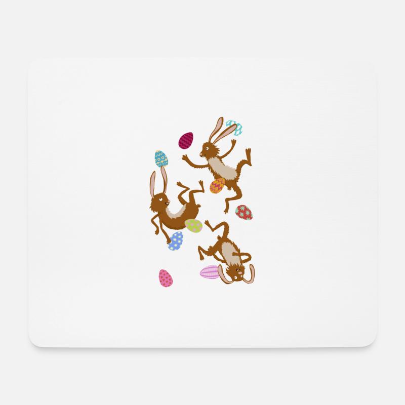 fallende Osterhasen - Mousepad (Querformat) - Weiß