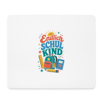 Endlich Schulkind – bunte Schultasche - Mousepad (Querformat) - Weiß - Vorne