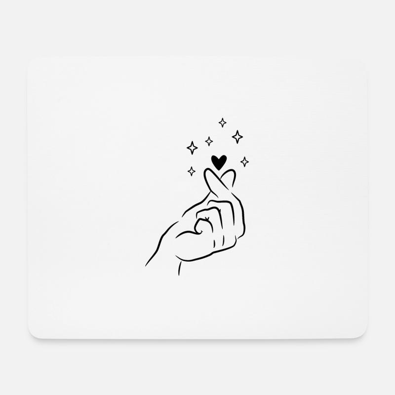 Finger Herz Koreanisch K Pop - Mousepad (Querformat) - Weiß