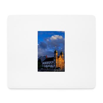 Église jésuite de Lucerne au coucher du soleil - Tapis de souris (format paysage) - blanc - Devant