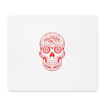 red skull, decorated with flowers - Mouse Pad (horizontal) - white - Front