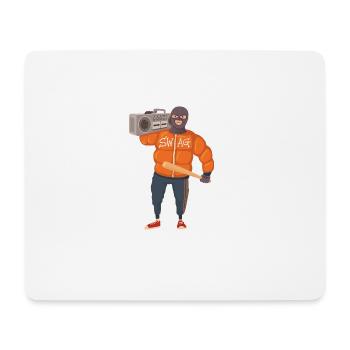 Gangster mit Baseballschläger und Ghettoblaster - Mousepad (Querformat) - Weiß - Vorne