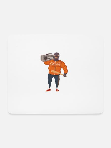 Gangster mit Baseballschläger und Ghettoblaster - Mousepad (Querformat) - Weiß