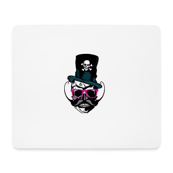 tete de mort hipster crane moustache moustachu ana - Tapis de souris (format paysage) - blanc - Devant