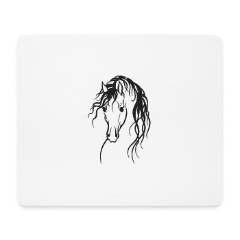 Schwarze Pferdekopf - Mousepad (Querformat) - Weiß - Vorne