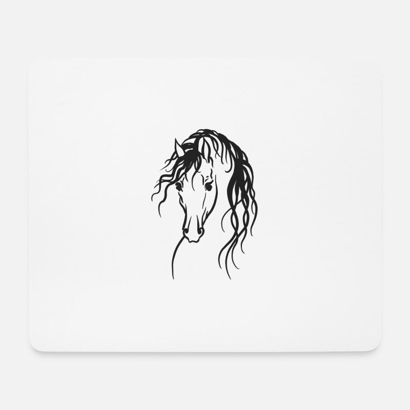 Schwarze Pferdekopf - Mousepad (Querformat) - Weiß