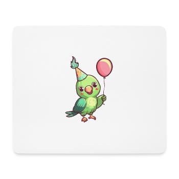 Bande dessinée d’anniversaire de perroquet - Tapis de souris (format paysage) - blanc - Devant