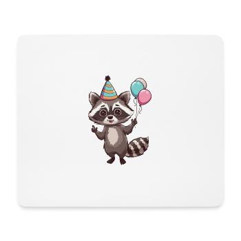 Waschbär Geburtstag Comic - Mousepad (Querformat) - Weiß - Vorne