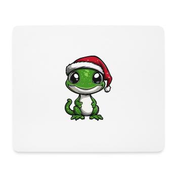 Lézard Noël Mignon - Tapis de souris (format paysage) - blanc - Devant
