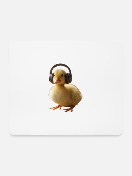 Küken mit Kopfhörern - Mousepad (Querformat) - Weiß