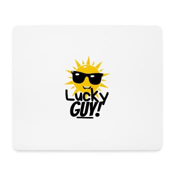 Lucky Guy – Lustiges Sommer Shirt mit Sonne - Mousepad (Querformat) - Weiß - Vorne
