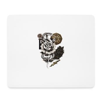 Schwarze Rose Schlange Tattoo - Mousepad (Querformat) - Weiß - Vorne