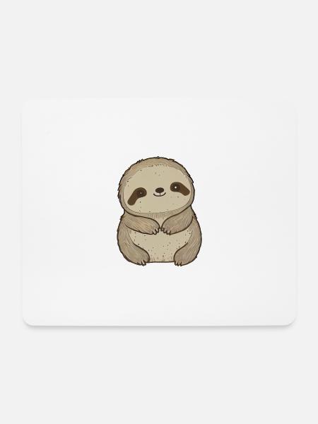 cute sloth - kleines süßes faultier cartoon style - Mousepad (Querformat) - Weiß