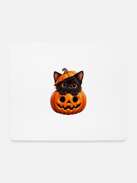 Kätzchen im Jack-o'-Lantern - Mousepad (Querformat) - Weiß