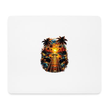 Tropische Gitarre Sonnenuntergang Musik Palmen - Mousepad (Querformat) - Weiß - Vorne