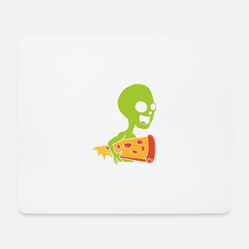 Alien und Pizza. Pizza -Liebhaber Gift - Mousepad (Querformat) - Weiß