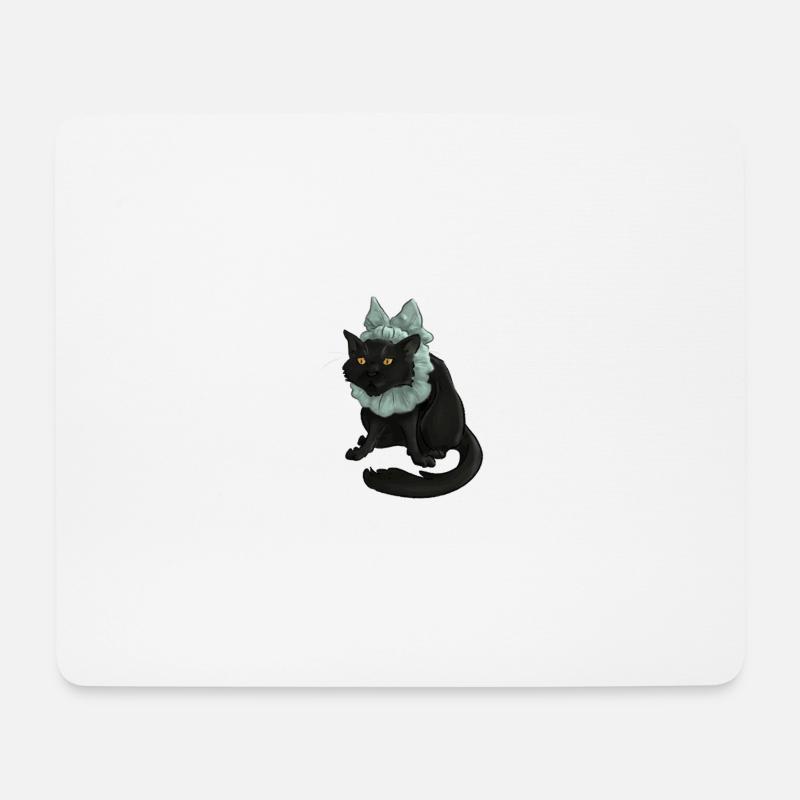 Funny Cat With Bow - Mousepad (Querformat) - Weiß