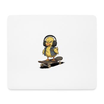 Rebellische Ente auf Skateboard - Mousepad (Querformat) - Weiß - Vorne