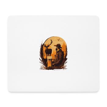 Hunters with game in nature at sunset - Mouse Pad (horizontal) - white - Front