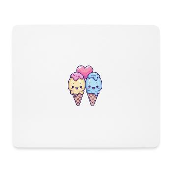 Ice Cream Couple Love Heart Valentine's Day - Mouse Pad (horizontal) - white - Front
