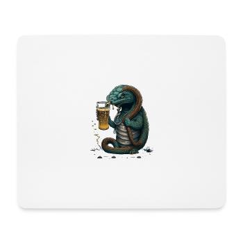 Cool Lizard avec Beer Comic Illustration - Tapis de souris (format paysage) - blanc - Devant