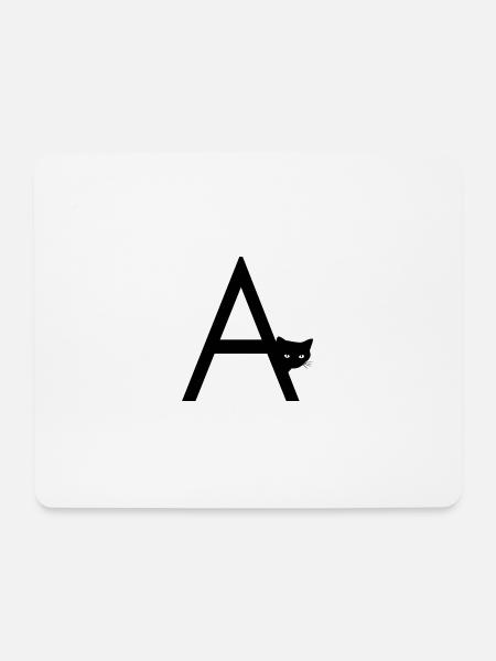 Buchstabe A mit Katze - Mousepad (Querformat) - Weiß