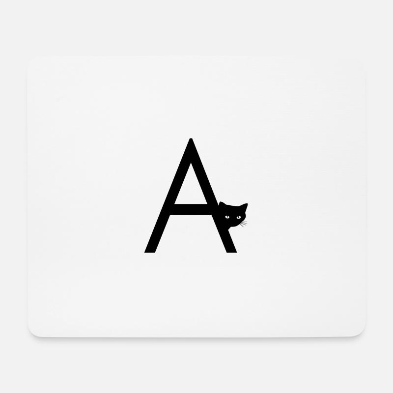 Buchstabe A mit Katze - Mousepad (Querformat) - Weiß