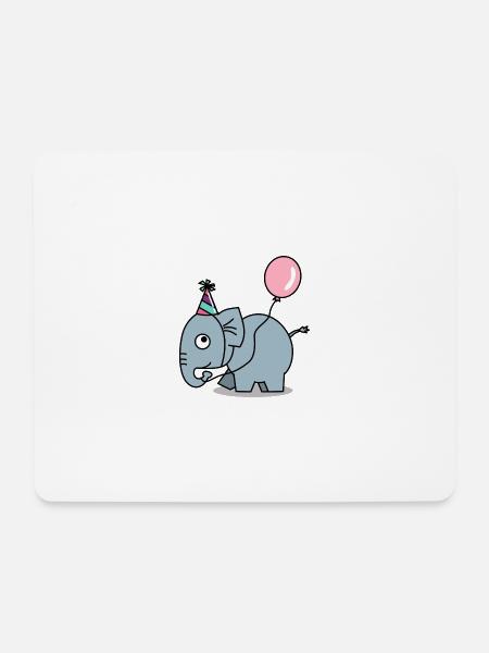 Elefant Geburtstagsparty Partyhut - Mousepad (Querformat) - Weiß
