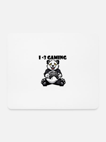I Love Gaming, Panda - Mousepad (Querformat) - Weiß