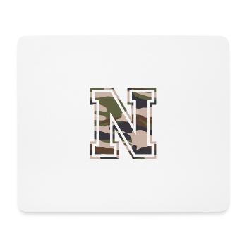 N, Monogram, Camouflage Green-Brown - Mouse Pad (horizontal) - white - Front