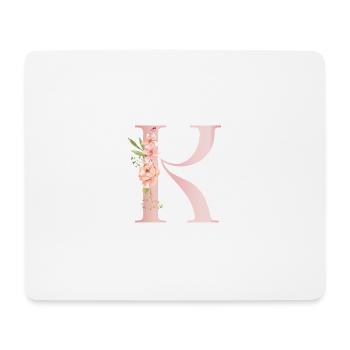 Pastell-R-Blumenmonogramm - Mousepad (Querformat) - Weiß - Vorne