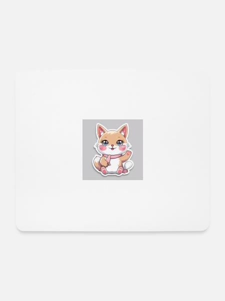 Kawaii Fröhliches Tier Aufkleber - Mousepad (Querformat) - Weiß