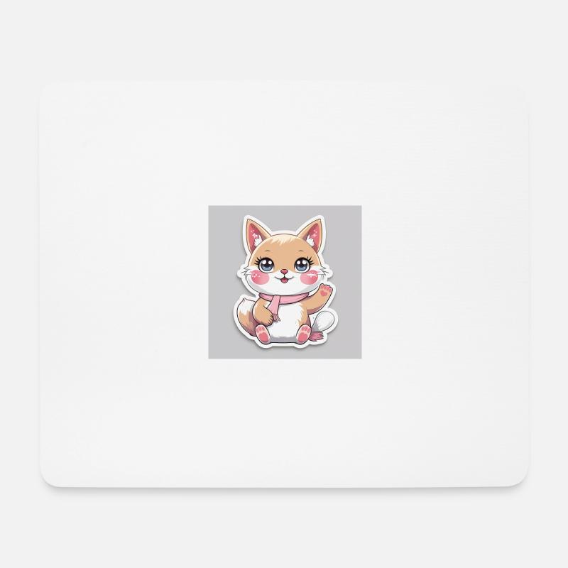 Kawaii Fröhliches Tier Aufkleber - Mousepad (Querformat) - Weiß