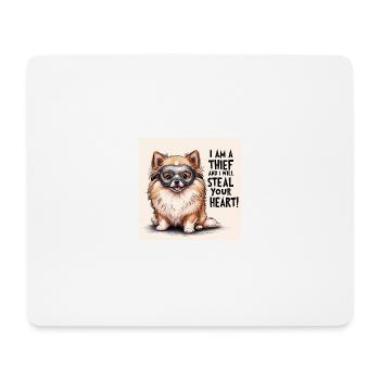 Pomeranian Dog "I am a thief" - Mousepad (Querformat) - Weiß - Vorne