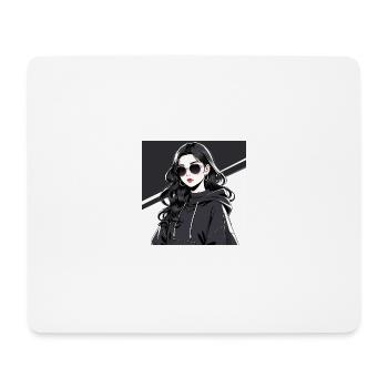 Femme Anime Rétro-Futuriste En Noir - Tapis de souris (format paysage) - blanc - Devant