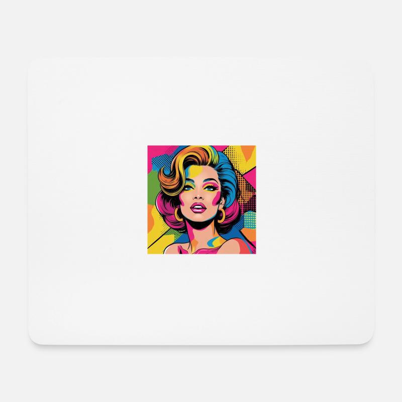 Pop-Art-Frauenavatar mit leuchtenden Farben - Mousepad (Querformat) - Weiß