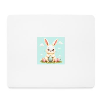 Ostern und süßer Hase – glücklich für das Fest! - Mousepad (Querformat) - Weiß - Vorne