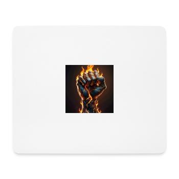 Flaming Golden Fist – Symbol of Power & Resilience - Mouse Pad (horizontal) - white - Front