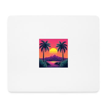 Lebendiger Retro-Sonnenuntergang im Stil der 80er Jahre - Mousepad (Querformat) - Weiß - Vorne