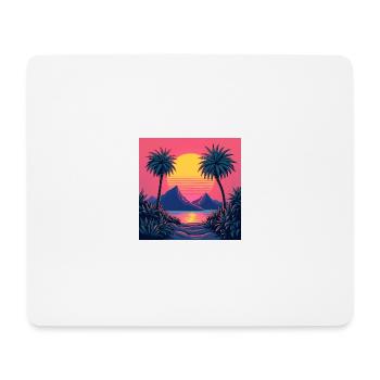 Ein lebendiger, von den 80er Jahren inspirierter Retro-Sonnenuntergang - Mousepad (Querformat) - Weiß - Vorne