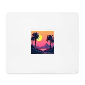Lebendiger Retro-Sonnenuntergang im Stil der 80er Jahre - Mousepad (Querformat) - Weiß - Vorne