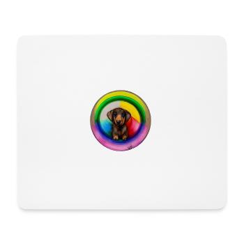 Dackel im Regenbogendesign - Mousepad (Querformat) - Weiß - Vorne